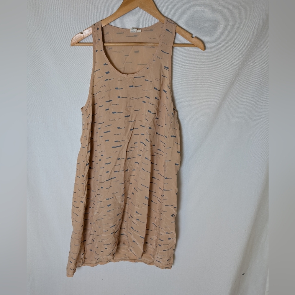 Make It Good Tan Sleeveless Tank Dress with Grey Pattern Size Large